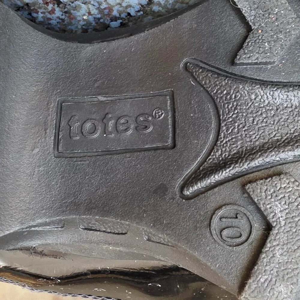 Totes Black Front Zip-Up All Weather Boots Size 10